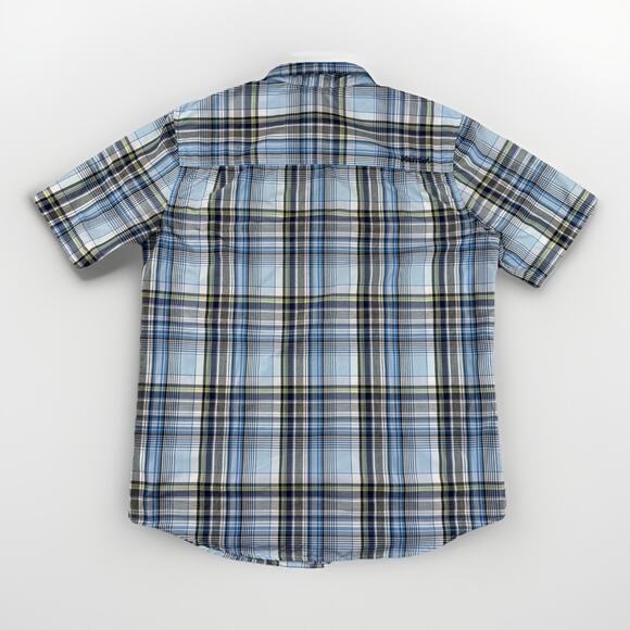 Marmot Plaid Short Sleeve Button Up Shirt Men’s M Blue Green Outdoor Hiking Work - Picture 11 of 14